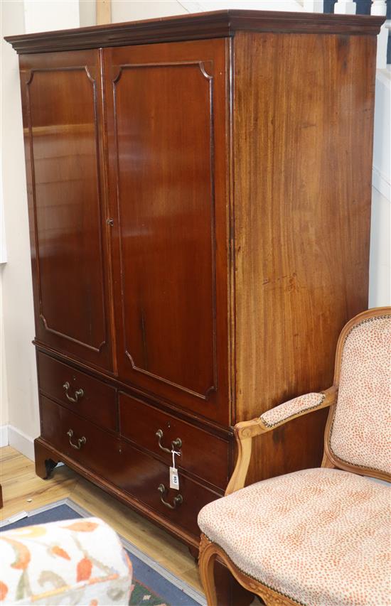 A George III mahogany linen press (altered) W.130cm